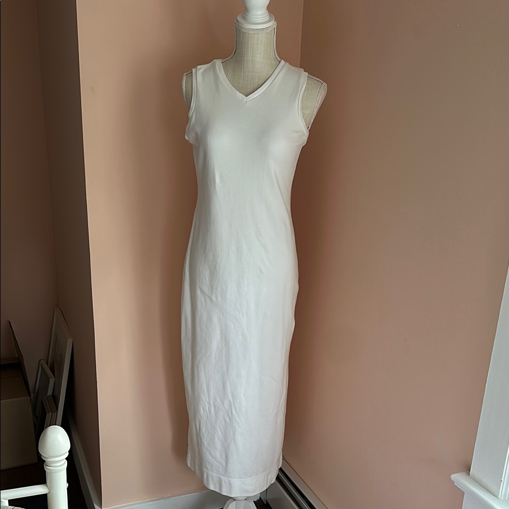 Sleeveless White Dress Coastal Summer Beach Vacation Preppy Old Money boating